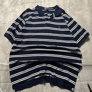 Polo Ralph Lauren Men's Short Sleeve Polo Navy / White Stripes  Size XXL